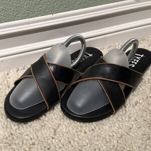 TKEES Black And Tan  Ladies Kris Kross Slides Summer Beach Vacation Casual 7